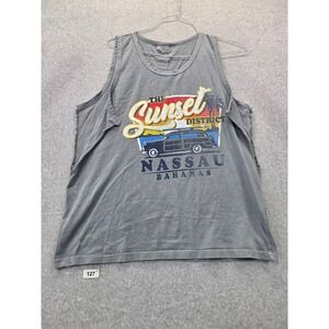 Windsor Nassau Bahamas Sunset District‎ Graphic Tank Top Mens Medium Gray Cotton